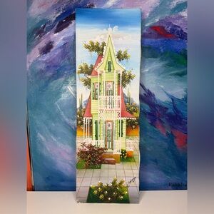 Jacky Salomon Haitian Art Original Painting Maison Gingerbread House Signed